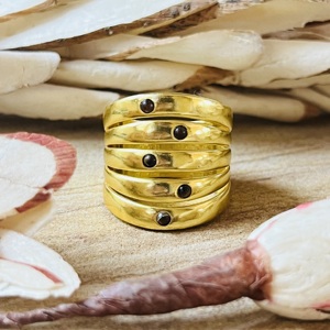 Trendy Design Tiger Eye <b>Ring</b> Boho Brass <b>Rings</b> Women 18k Gold Plated Multi Layered <b>Statement</b> Band Fashion Jewelry Wholesale/OEM - Product Image 1
