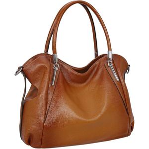 Sac à bandoulière en cuir véritable pour femme, sac hobo marron grainé, sac fourre-tout souple pour les trajets quotidiens et les voyages - Product Image 3