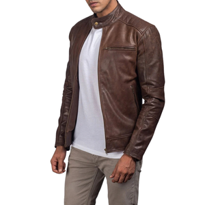 Chaqueta de Cuero Marrón Personalizada para Hombre, Estilo Café Racer, Chaqueta de Motero Vintage Premium, Fabricante de Ropa de Marca Privada OEM, Proveedor Mayorista - Product Image 5