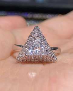 High Quality 1CT Triangle Cut Moissanite <b>Dome</b> Shapes <b>Ring</b> Original 925 Silver Fine Jewelry Fashionable For Party Charms - Product Image 1