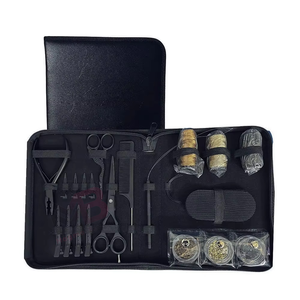 Kit d'outils pour extensions de cheveux avec étui en cuir, instruments en acier inoxydable, pinces à cheveux, outils pour extensions de cheveux avec taille personnalisée - Product Image 1