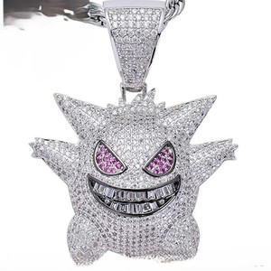 IGI Certified Hip hop S925 <b>Silver</b> Diamond Pendants & <b>Charms</b> Hip hop <b>Silver</b> Gengar Pendant Luxury Round Brilliant Cut Jewelry - Product Image 5