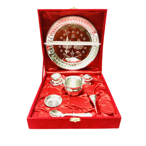 Ensemble de thali en laiton artisanal avec gravure Om sacrée, kit Aarti hindou pour Diwali, mariage et décoration de temple domestique (Mandir) - Product Image 2