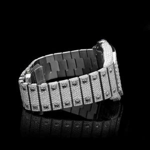 Reloj de Pulsera Automático de Acero Inoxidable para Hombre de Alta Calidad, Lujoso, Analógico, Completamente Adornado con Diamantes Moissanite, Cristal Antiguo - Product Image 3