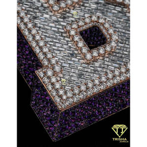 Luxury " B " Lab grown Diamond Pendant 925 Sterling <b>Silver</b> Rose Gold Plated Custom <b>Initial</b> Hip Hop Bling Statement <b>Necklace</b> - Product Image 2