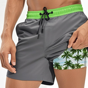 Custom Double <b>Layer</b> Quick Dry Men Gym Shorts Male Sportswear Compression Liner Running Gym Shorts for Workout - Product Image 1