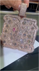 Collier pendentif en argent sterling 925 avec cœur en moissanite, pendentif rond en cristal de diamant pour homme et femme - Product Image 3