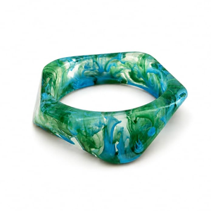 กำไลข้อมือเรซิ่นทำมือ FAIZA CRAFT สีเขียวอมฟ้า รูปทรงกลม เครื่องประดับแฟชั่นสำหรับผู้หญิง รุ่น FC-7179 - Product Image 4