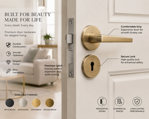 Modern Square Rose <b>Door</b> <b>Handles</b> Ambidextrous Touch Control Easy Installation for Interior <b>Doors</b>-Premium Minimalist Design - Product Image 4