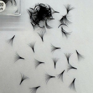 Extensiones de Pestañas Premade de Pelo Sintético Hechas a Mano 10D-20D CC/DD/M/L Curva Mega Natural Larga Estrecha Negra Mate - Product Image 3