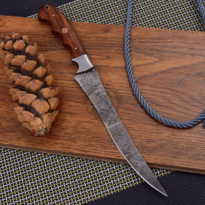 Top Trending Hand-Forged Damascus Steel Fillet Fishing <b>Knife</b> 8" Blade Ambidextrous Design Extra <b>Sharp</b> Silver Spacer Rosewood - Product Image 3