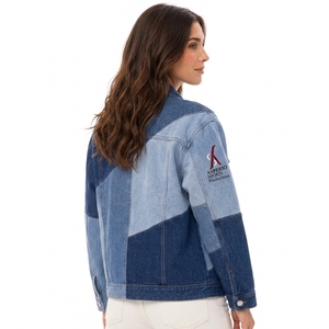 Chaqueta Vaquera de Moda para Mujer, Personalizada, con Cuello Camisero, Manga Larga, Informal, de Algodón, Precio Económico, OEM - Product Image 4