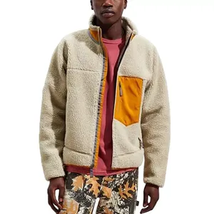 Custom Logo Wholesale <b>Men's</b> High Quality Solid Color Winter <b>Sherpa</b> Fleece <b>Jackets</b> Outdoor Long Sleeve Zip up Fleece <b>Jackets</b> - Product Image 1