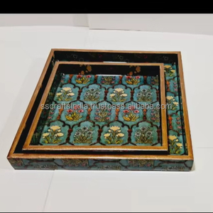 ชุดถาดไม้สี่เหลี่ยมผืนผ้าสำหรับเสิร์ฟแบบทันสมัยถาดไม้/หอยออกแบบได้ตามต้องการเป็นมิตรต่อสิ่งแวดล้อม - Product Image 1