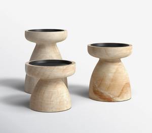Ensemble de 3 bougeoirs décoratifs en bois pour table, style rustique élégant, décoration intérieure au meilleur prix - Product Image 2