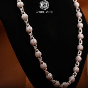 สร้อยคอแบบโซ่ลูกบอลโมอิสซาไนต์ทรงกลม ดีไซน์ยูนิเซ็กซ์ ชุบทอง 14K บนสแตนเลสสตีล เครื่องประดับฮิปฮอปสำหรับงานปาร์ตี้ - Product Image 1