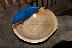 Cuenco de resina de madera de alta calidad de diseño 2025 y aspecto de mármol Cuenco de resina hecho a mano Cuenco de madera pulida perla con resina epoxi - Product Image 4