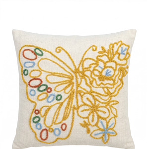 Housse de coussin carrée bohème Butterfly Bloom, écologique, à franges et brodée - Product Image 5