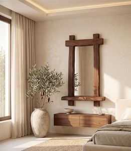 Decorative Hanging Modern Handmade Wooden Wall <b>Mirror</b> for Living Room and Hallway - Product Image 3