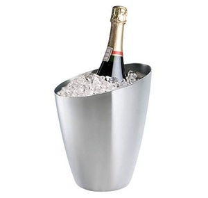 Seau à glace en acier inoxydable de haute qualité pour champagne, vin, bière, 5 litres, refroidisseur de boissons argenté avec poignées pour accessoires de bar - Product Image 1