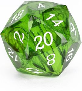 Multifaceted Green Black 1PC D20 DND <strong>Dice</strong> Cut Sharp Edges Glitter Inclusions <strong>20</strong> <strong>Sided</strong> <strong>Dice</strong> Handcrafted Role Playing Game 23mm - Product Image 1