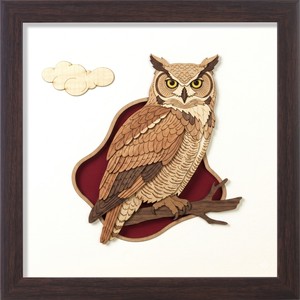 Framed Wooden Owl <b>Wall</b> Art Carved Decorative Piece for Living Room Modern Style - Product Image 1