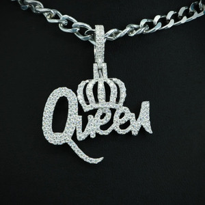 Pendentif personnalisé en moissanite et diamant, en argent sterling 925 plaqué rhodium, bijoux hip-hop, cadeau pour femme pour fête ou anniversaire - Product Image 1