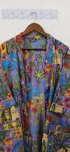 Kimono japonais pour femme en coton indien pur à 100 %, imprimé à la main, tissu de coton de bonne qualité, imprimé singe. - Product Image 4