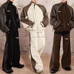 High Quality <b>Nylon</b> Waterproof Windbreaker Oversized Tracksuit for Men Custom Embroidery Logo Lightweight Blank Contrast <b>Fabric</b> - Product Image 1