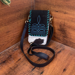 Nouvelle botte point noir daim cuir téléphone pochette sac Western crédit porte-carte téléphone transporteur femmes bandoulière téléphone portable sacs - Product Image 3