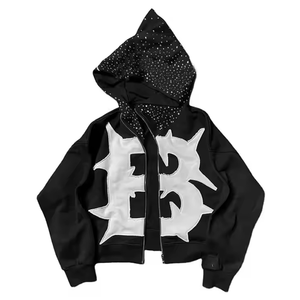 Sweat à capuche pour homme de haute qualité, 100% coton, avec strass, personnalisé, respirant, imperméable, 2 pièces pour l'hiver - Product Image 5
