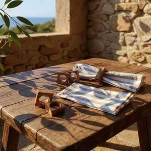 Porte-serviettes en bois fini traditionnel, élément de table authentique pour les rassemblements culturels et familiaux - Product Image 1