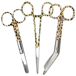 Ciseaux à pansements et pinces à artères en acier inoxydable, revêtement fluoré noir à pois, lot de 3 pièces, ciseaux d'infirmière généralistes - Product Image 5