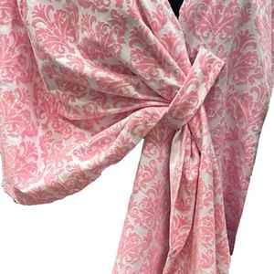 Chal Damasco Rosa y Blanco para Mujer, Suave, Ligero, Elegante, con Estampado Floral, Bufanda de Moda para Fiestas y Eventos Nocturnos, Regalo - Product Image 4