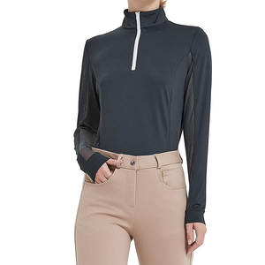 Camiseta de Compresión Ecuestre Casual para Mujer, de Manga Larga, para Competición, en Spandex/Poliéster, Transpirable y Antiarrugas - Product Image 1