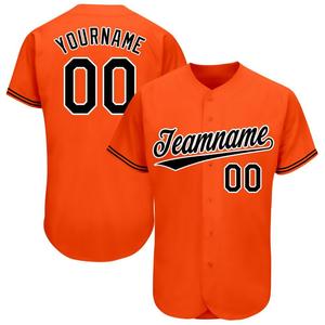Maillot de baseball personnalisé orange avec nom d'équipe et numéro de joueur, manches courtes, boutons sur le devant, vêtements de sport pour hommes, maillot de softball - Product Image 1