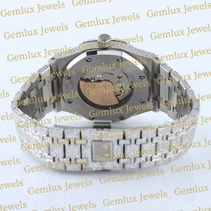 Diseño de moda Pass Diamond Tester Movimiento automático Fecha automática Esfera azul D VVS Iced Out Moissanite Diamond Hip Hop Reloj para hombres - Product Image 3