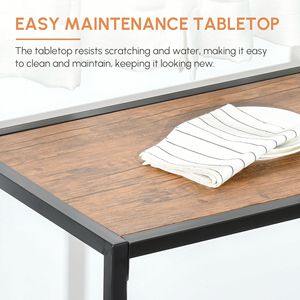 Compact Modern Rustic Brown Industrial Dining <b>Table</b> Set <b>for</b> <b>2</b> MDF <b>Kitchen</b> Bar <b>Table</b> and Chairs <b>for</b> <b>Small</b> Spaces - Product Image 4