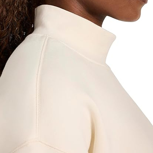 Haut décontracté ample à col montant en molleton polyester/coton pour femme, avec épaules tombantes surdimensionnées, personnalisable avec logo imprimé, couleur unie - Product Image 2