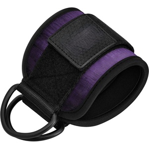 Adjustable-Neoprene Wrist-Wraps With D-Ring For Weightlifting Gym Use-Purple And Black-Design <b>Velcro</b>-Closure - Product Image 3