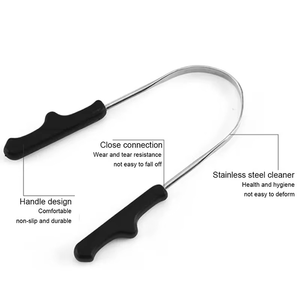 Grattoir à langue pour enfants et adultes, réutilisable, en métal et avec manche en silicone - Product Image 5