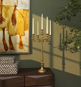 <b>Brass</b> <b>Candlestick</b> Holder Cylindrical Shape Durable Home Decoration Elegant Table Centerpiece At Best Price - Product Image 5