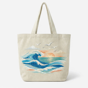 Sac de plage en toile tendance avec motif lettres, beige moyen, réutilisable, prix promotionnel de gros COTTON FIELD - Product Image 1