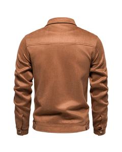 From Direct Factory Custom Design Turn Down Collar Side Pocket Solid Color Men Trendy High Street Retro <b>Suede</b> <b>Jacket</b> - Product Image 4