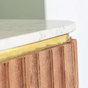 Aparador Vandana Stellar Grand en madera de acacia y mármol blanco, Judith - Product Image 3