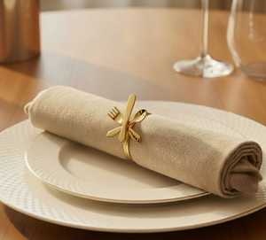 Anneaux de serviette dorés pour la mise en table, porte-serviettes décoratifs en métal pour mariage, fête, dîner, restaurant et décoration de table à domicile - Product Image 1