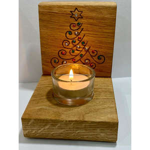 Portavelas de decoración navideña, modelo de exhibición de mesa, portavelas portátil con Base de vidrio y madera, renos y árboles de Metal - Product Image 2