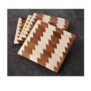 ชุดถาดรองแก้วแบบฝังกระดูกลายบั้ง4ชิ้นถาดรองแก้วชากาแฟแบบตั้งโต๊ะสำหรับดื่มที่รองแก้วกันความร้อนสำหรับเป็นของขวัญในบ้าน - Product Image 5