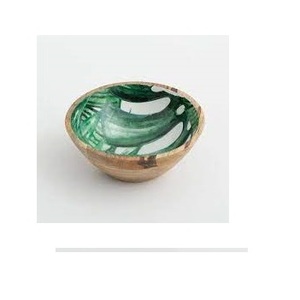 Tazón de Madera Hecho a Mano, Moderno, Verde, con Estampado Esmaltado, Redondo, para Ensaladas, Venta al por Mayor, Decoración de Cocina, Vajilla, Tazones de Madera - Product Image 1