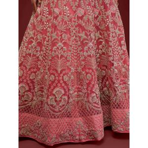 Plus Size Pink Embroidered <b>Net</b> Lehenga Choli for Reception Wear - Product Image 2